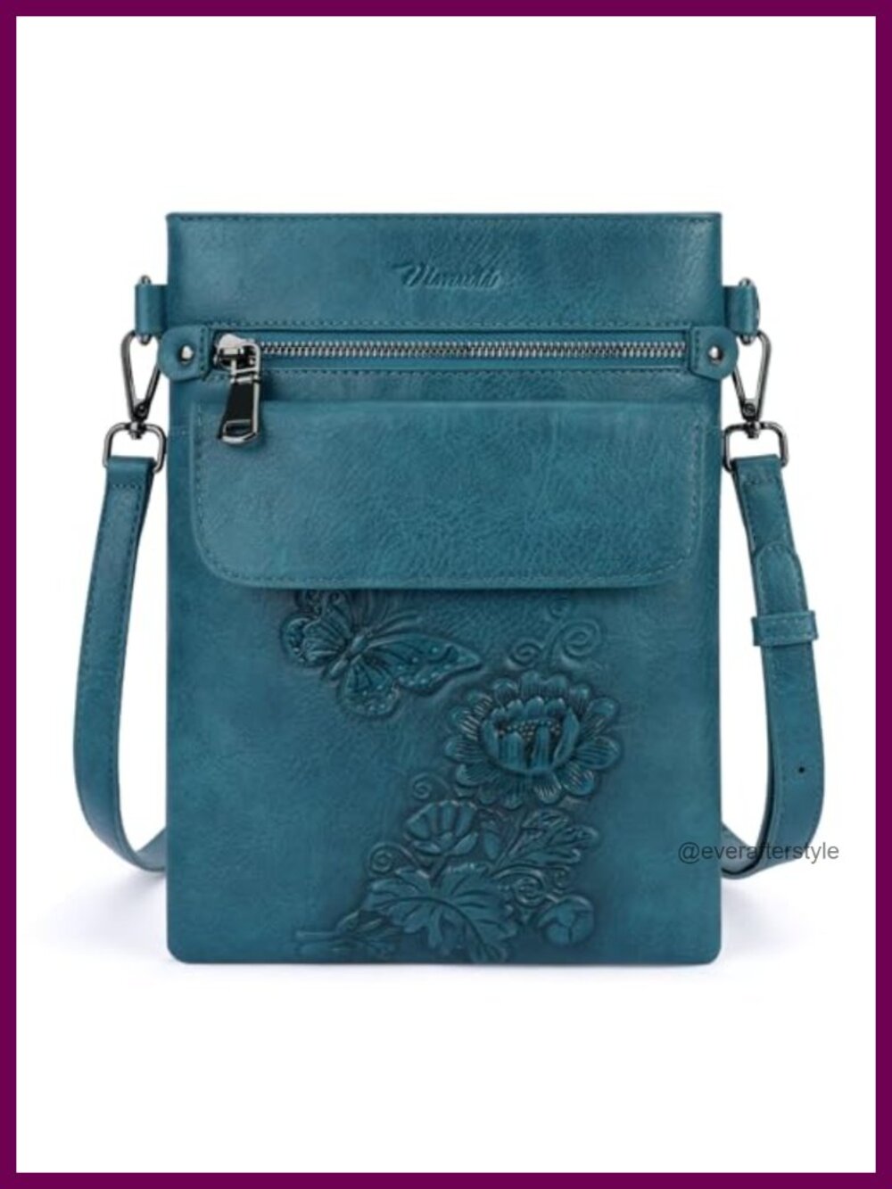 Vegan Leather Small Crossbody Purse Multi Pocket Bag